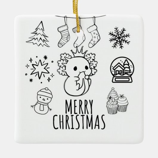 Axolotl-Kerstmis Keramisch Ornament (Voorkant)