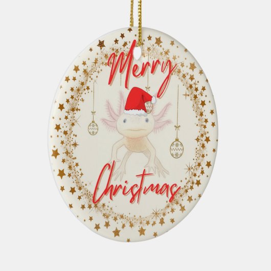 Axolotl-Kerstmis Keramisch Ornament (Rechts)