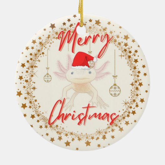Axolotl-Kerstmis Keramisch Ornament (Achterkant)