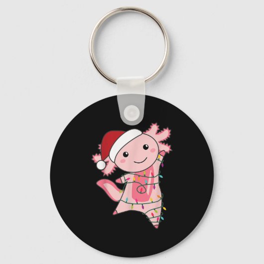 Axolotl-kerstmis met lichte kerst Axolotl Sleutelhanger (Voorkant)