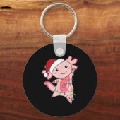 Axolotl-kerstmis met lichte kerst Axolotl Sleutelhanger (Voorkant)