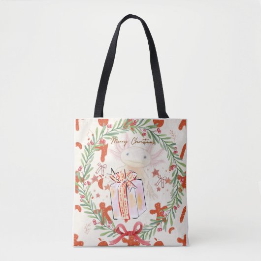 Axolotl-Kerstmis Tote Bag (Voorkant)