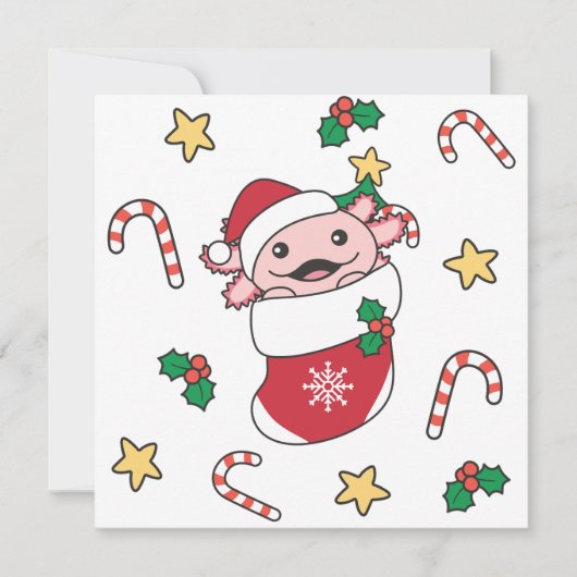 Axolotl Kerstmis winterdieren Axolotls Hol Feestdagenkaart (Voorkant)
