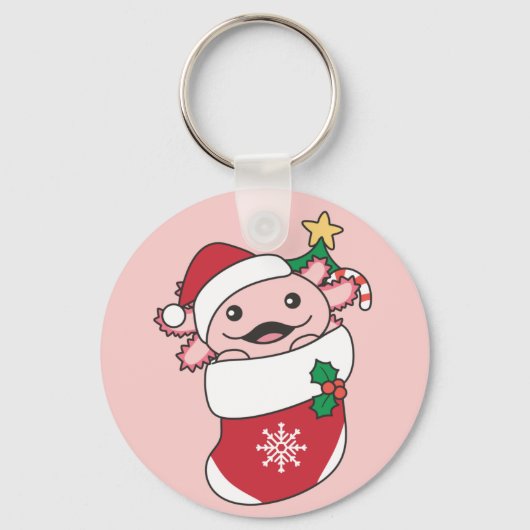 Axolotl Kerstmis winterdieren Axolotls Key Sleutelhanger (Voorkant)