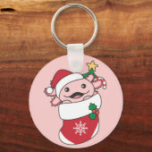 Axolotl Kerstmis winterdieren Axolotls Key Sleutelhanger (Voorkant)