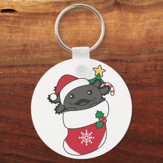Axolotl Kerstmis winterdieren Axolotls Key Sleutelhanger (Voorkant)