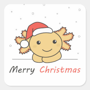 Axolotl Kerstmis winterdieren Axolotls squ Vierkante Sticker