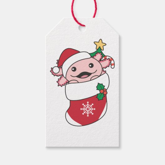 Axolotl kerstwinterdieren Axolotl Cadeaulabel (Voorkant)