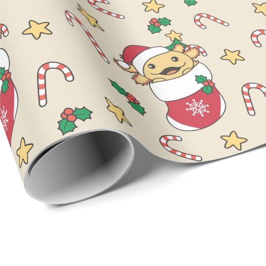 Axolotl kerstwinterdieren Axolotl Cadeaupapier (Rol Hoek)