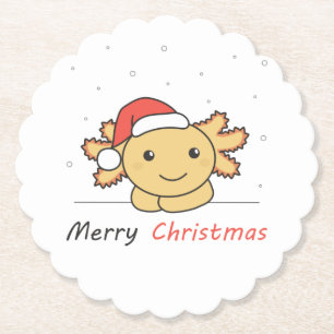 Axolotl kerstwinterdieren Axolotl Kartonnen Onderzetters