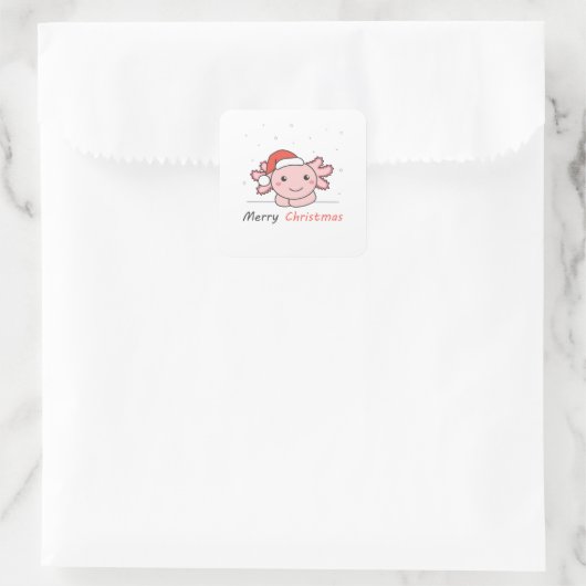 Axolotl kerstwinterdieren Axolotl Vierkante Sticker (Tas)