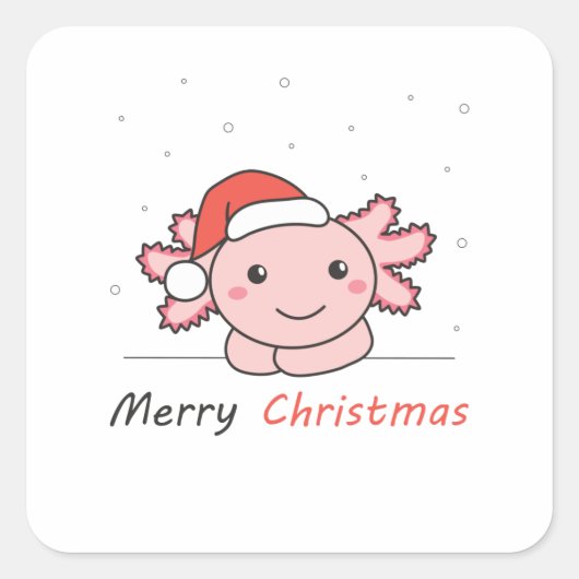 Axolotl kerstwinterdieren Axolotl Vierkante Sticker (Voorkant)