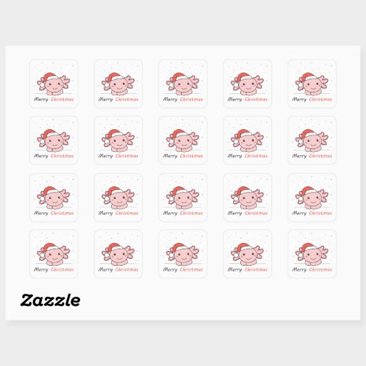 Axolotl kerstwinterdieren Axolotl Vierkante Sticker (Vel)