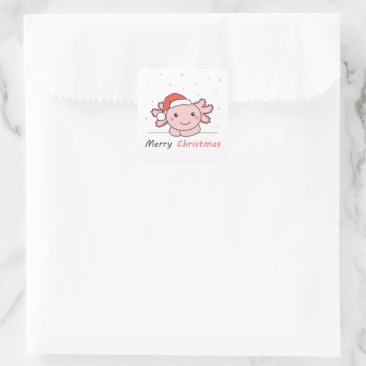 Axolotl kerstwinterdieren Axolotl Vierkante Sticker (Tas)
