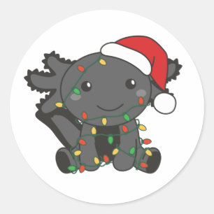 Axolotl Kerstwinterdieren Axolotls Classic Ronde Sticker