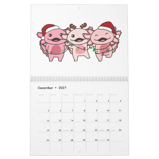 Axolotl Kerstwinterdieren Axolotls Kalender (Dec 2027)