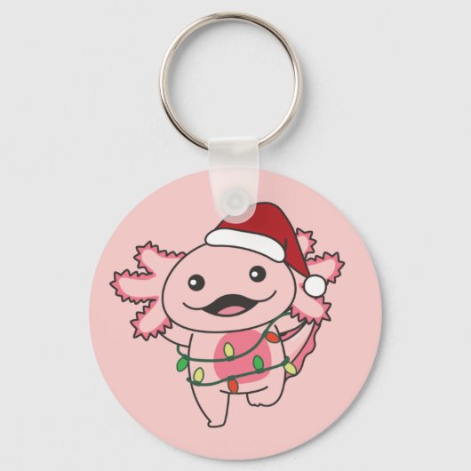 Axolotl Kerstwinterdieren Axolotls Sleutelhanger (Voorkant)