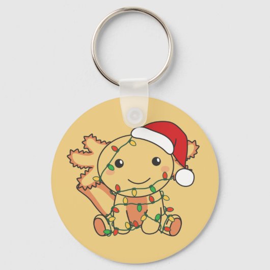 Axolotl Kerstwinterdieren Axolotls Sleutelhanger (Voorkant)