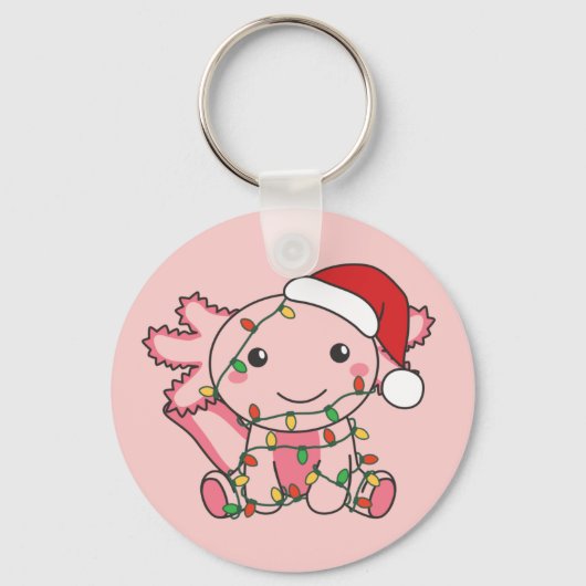 Axolotl Kerstwinterdieren Axolotls Sleutelhanger (Voorkant)