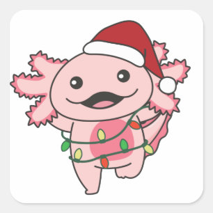 Axolotl Kerstwinterdieren Axolotls Square S Vierkante Sticker