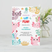 Axolotl kids birthday Invitation Kaart (Staand voorkant)