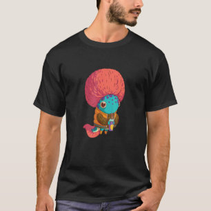 Axolotl-Kind met roze afro-haircut Drink soda T-shirt