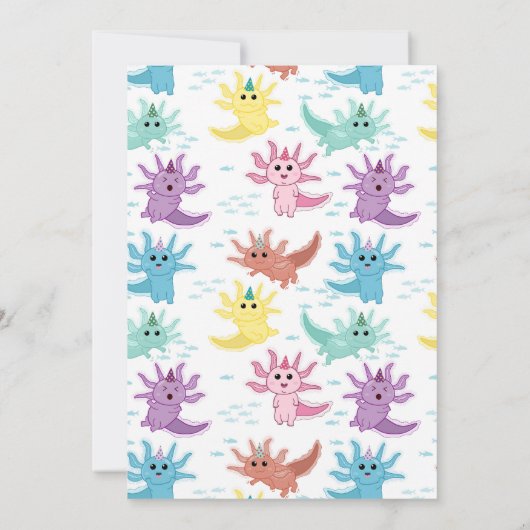 Axolotl Kinder Schattigee Salamander Blauw Verjaar Kaart (Achterkant)