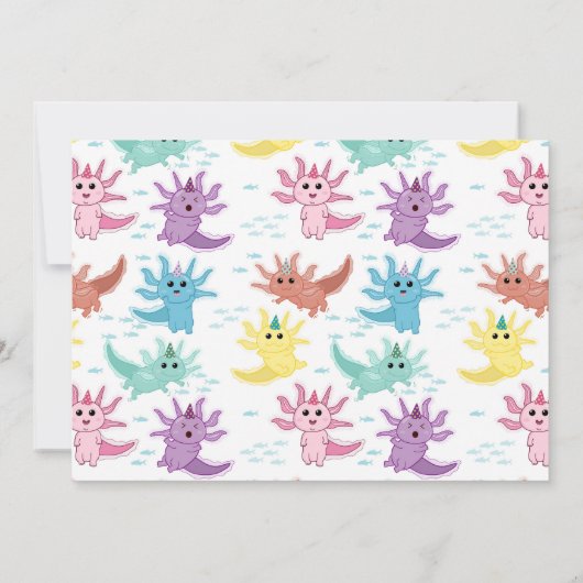 Axolotl Kinder Schattigee Salamander Foto Verjaard Kaart (Achterkant)