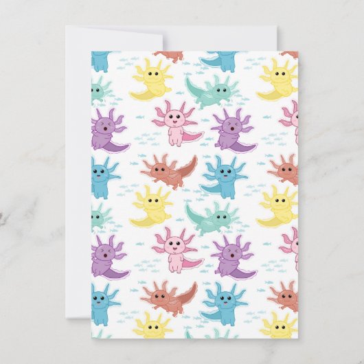 Axolotl Kinder Schattigee Salamander Kinder Meisje Bedankkaart (Achterkant)