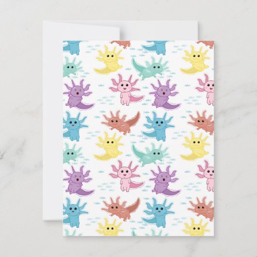 Axolotl Kinder Schattigee Salamander Kinder Meisje Notitiekaartje (Achterkant)