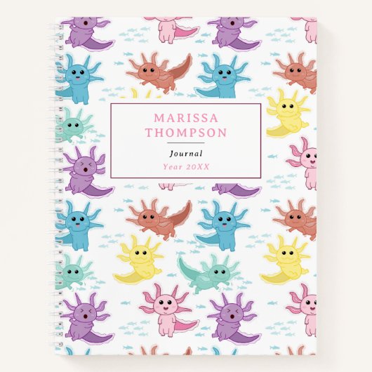 Axolotl Kinder Schattigee Salamander Kinder Sketch Notitieboek (Voorkant)