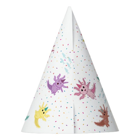 Axolotl Kinder Schattigee Salamander Verjaardagsfe Feesthoedjes (Achterkant)