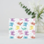 Axolotl Kinder Schattigee salamanderpatroon Briefkaart (Staand voorkant)