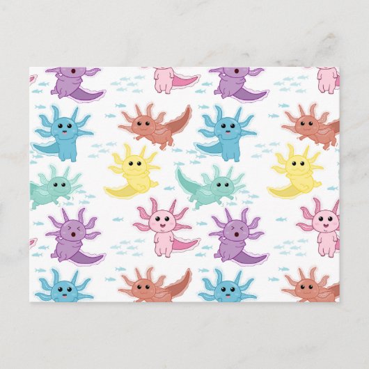 Axolotl Kinder Schattigee salamanderpatroon Briefkaart (Voorkant)