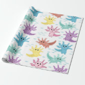 Axolotl Kinder Schattigee salamanderpatroon Cadeaupapier (Uitgerold)