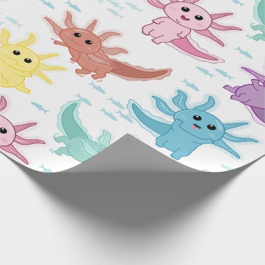 Axolotl Kinder Schattigee salamanderpatroon Cadeaupapier (Hoek)