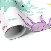 Axolotl Kinder Schattigee salamanderpatroon Cadeaupapier (Rol Hoek)
