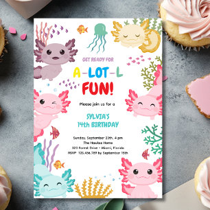 Axolotl kinder verjaardagsuitnodiging kaart