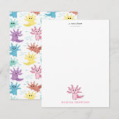 Axolotl Kinderen Cute Salamander Meisje Notitiekaartje (Voorkant / Achterkant)