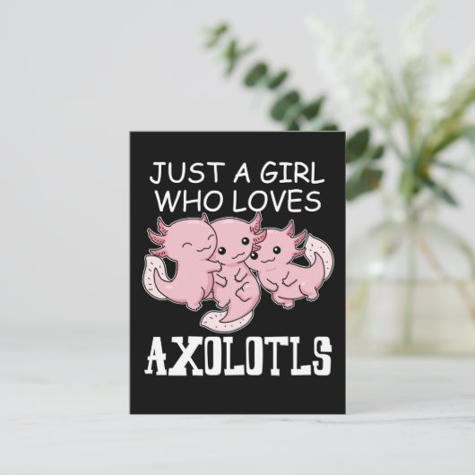 Axolotl Kinderen Kawaii Axolotl Gift Girls Axolotl Briefkaart (Staand voorkant)