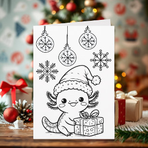 Axolotl kleurplaat   Kerstmis Kaart