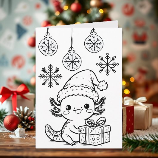 Axolotl kleurplaat | Kerstmis Kaart