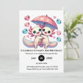 Axolotl koppel met paraplu verjaardag kaart (Staand voorkant)