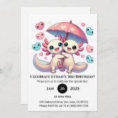 Axolotl koppel met paraplu verjaardag kaart (Voorkant / Achterkant)