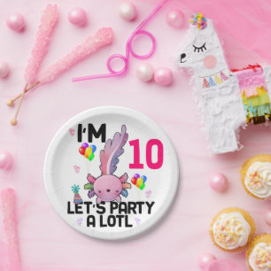 Axolotl Laten we veel amfibische salamander feeste Papieren Bordje