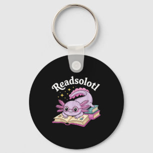 Axolotl leest solotl grappig lezen schattig kawaii sleutelhanger