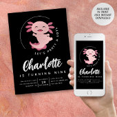 Axolotl Let's Party Alotl Birthday Party Kaart