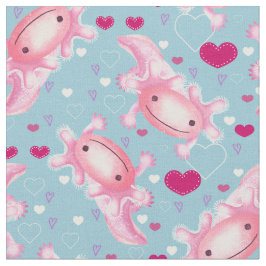 Axolotl Liefde roze en blauw Stof