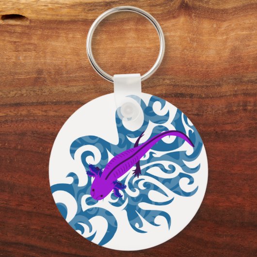 Axolotl Lila im Wasser Sleutelhanger (Voorkant)