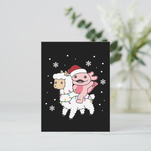 Axolotl Llama Alpaca Kerstmis Feestdagenkaart (Staand voorkant)